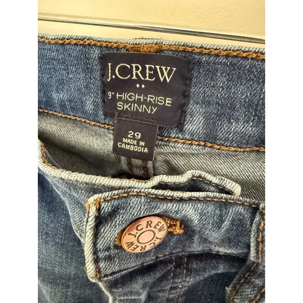 J.Crew 9” High Rise Skinny Jeans – Size 29 Stretch Denim, Medium Wash 27" Inseam - Picture 3 of 3